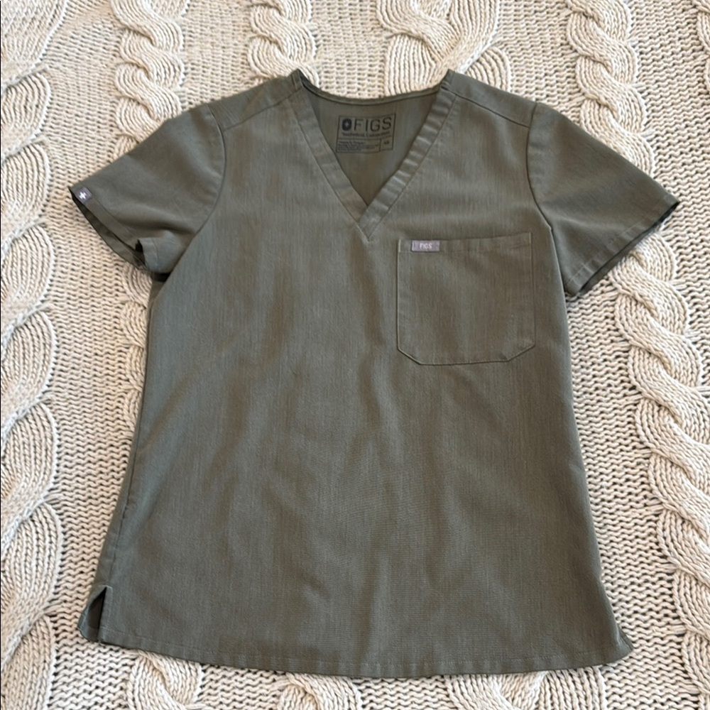 Figs Moss Green Scrub Top
